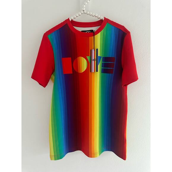 UGG Rainbow Stripes Pride Ugg Logo Tee Women T Shirts Sz XS NWT - Picture 4 of 8